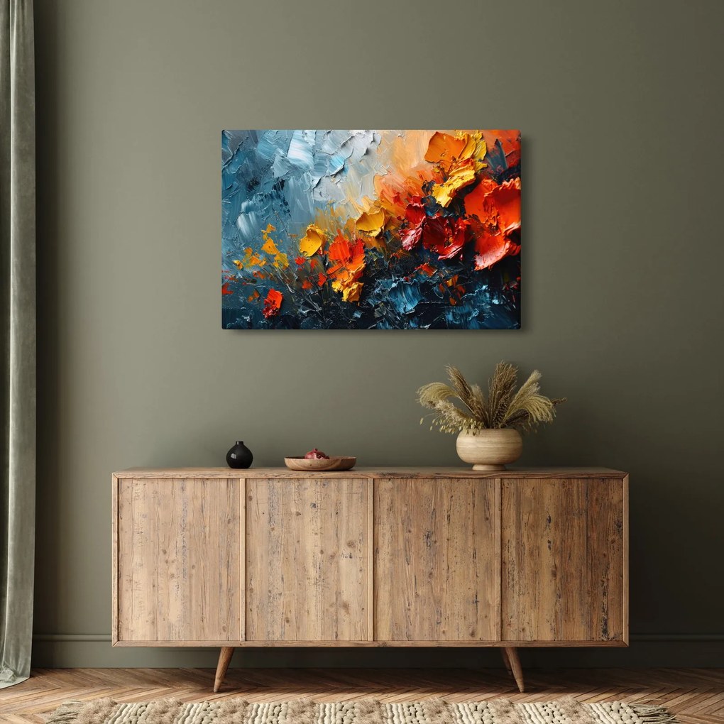 Tablou - Pictură abstractă de flori III. (90x60 cm)