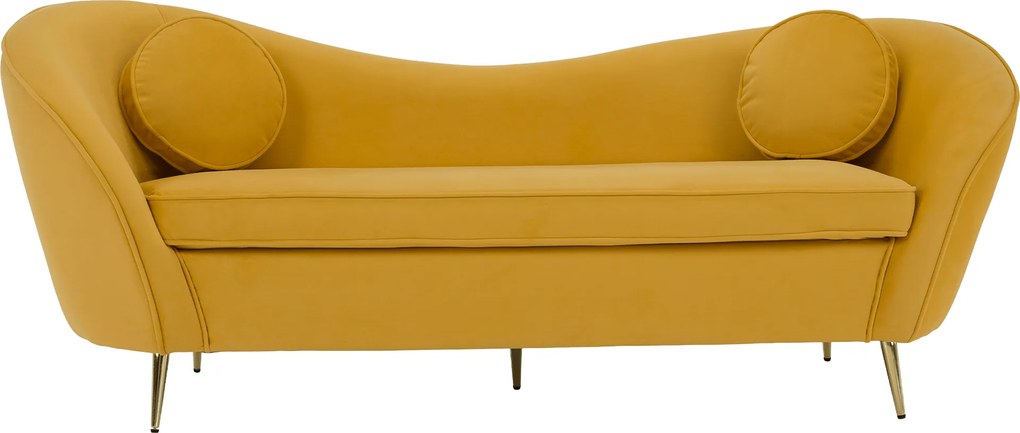 Canapea cu 3 locuri de design, ţesătură Velvet galbenă/gold crom auriu, EZIO TYP 3