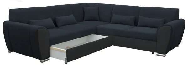 Colțar extensibil VISEU, cu spațiu de depozitare, în L, orientare stânga, antracit/negru