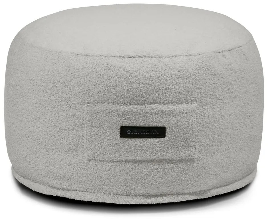 Taburet gri deschis cu tapițerie din țesătură bouclé Om 60 – SLOWDOWN