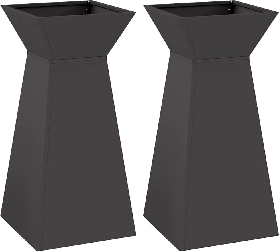 vidaXL Vază pe pilon 2 pcs Negru 35 x 35 x 73 cm