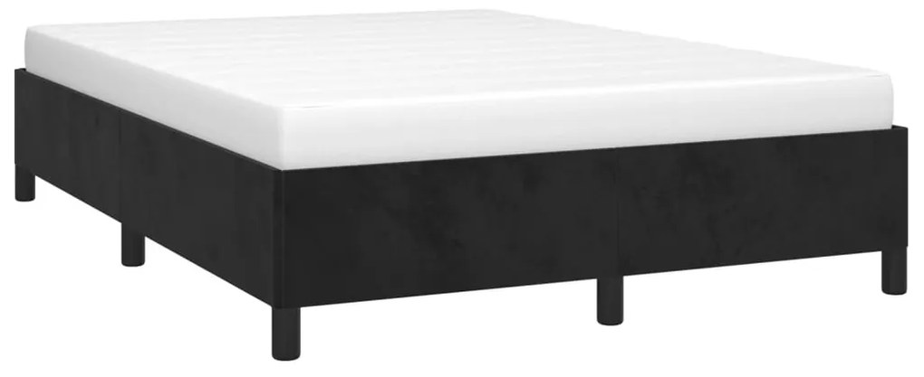Cadru de pat, negru, 140x190 cm, catifea Negru, 35 cm, 140 x 190 cm