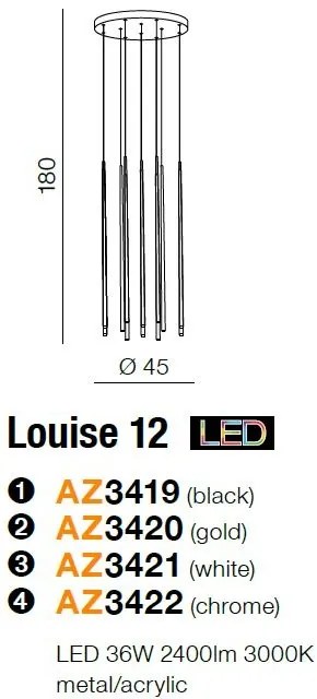 Lustra LED design modern minimalist 45cm Louise 12 chrome ZZ AZ3422