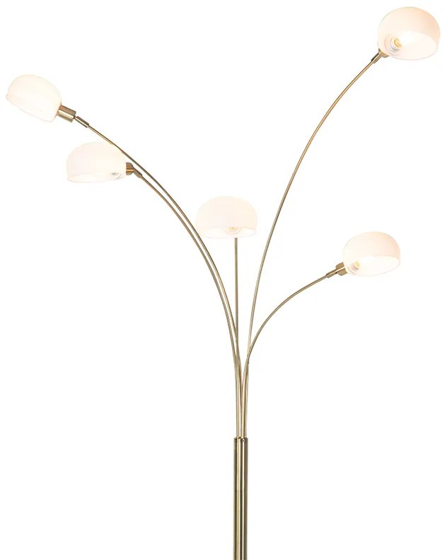 Lampa de podea de design din alamă cu sticlă opala cu 5 lumini - Sixties Marmo