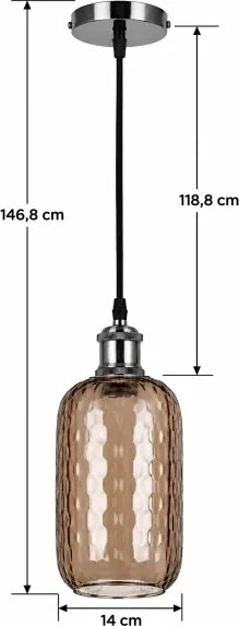 BRILAGI-LED Lustră suspendată pe cablu RETRO GLASS 1xE27/60W/230V Ø 14 cm negru/maro fumuriu