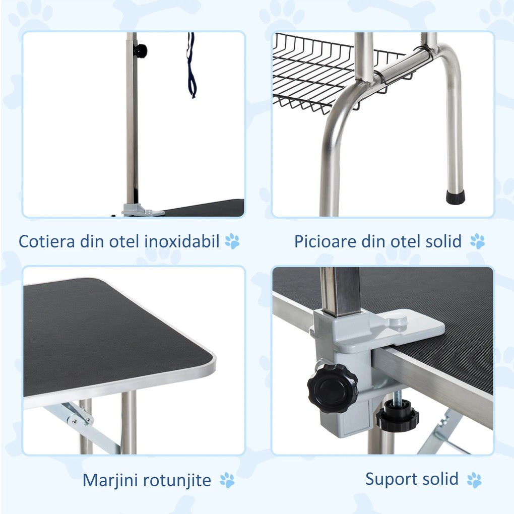 PawHut Masă pentru Toaletat și Tuns Câini sau Pisici cu coș 91.5x61.5x77cm