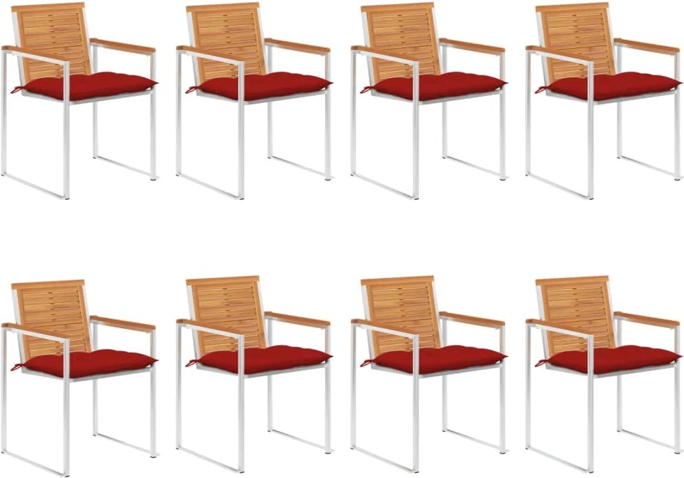 vidaXL Scaune de grădină cu perne, 8 buc., lemn masiv de acacia