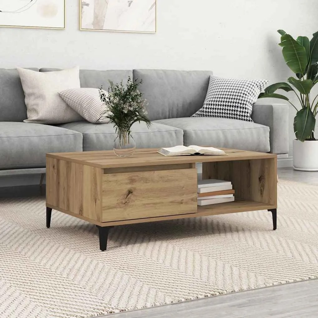 vidaXL Masă de cafea stejar artizanal 90 x 60 x 35 cm Lemn compozit