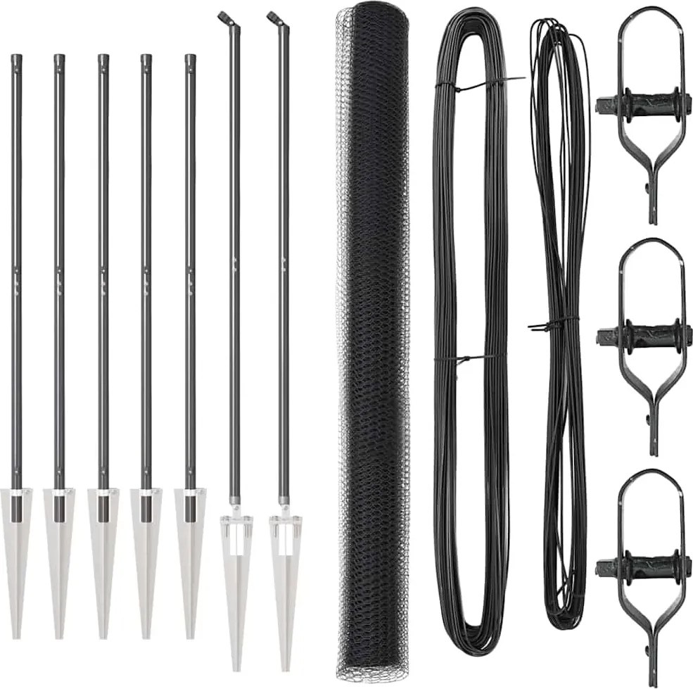 vidaXL Stâlp de gard. Gri 10 x 1,6 m (plasă de 13 mm) Oțel și PVC