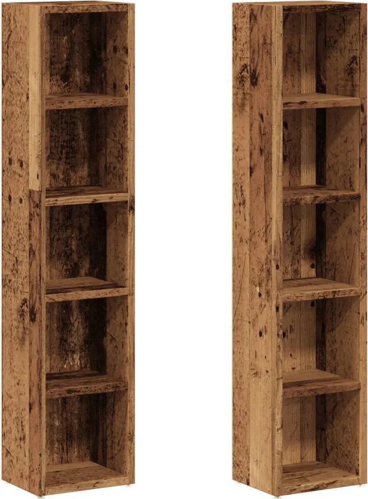 vidaXL Dulapuri CD-uri, 2 buc. lemn vechi 21x16x93,5 cm lemn prelucrat