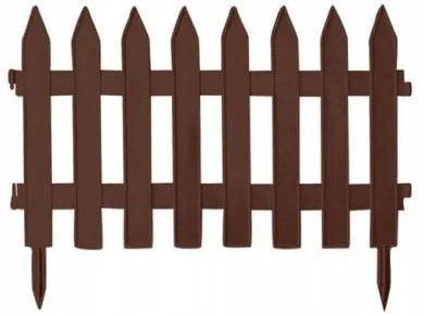 Gard de gradina decorativ, din plastic, maro, set 7 buc, 3.2 m x 35 cm