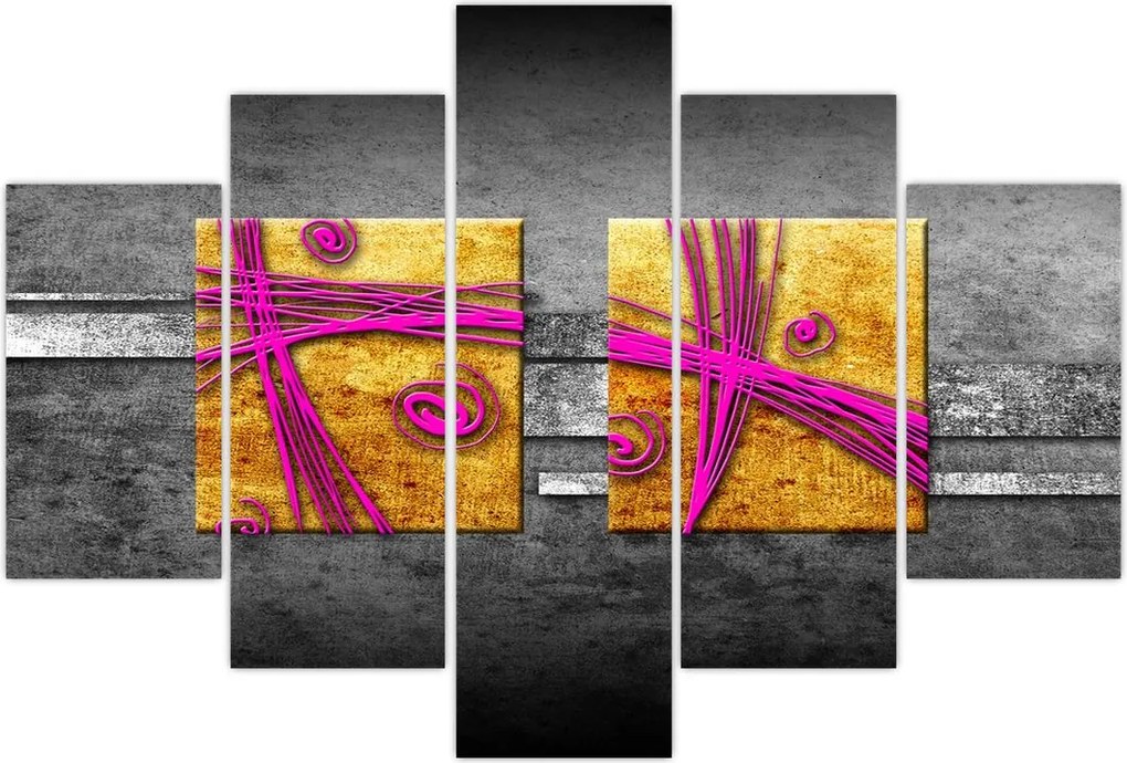 Tablou - Pătratr colorate pe fond negru (150x105 cm)