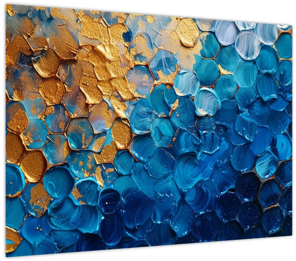 Tablou - Pictura albastru-auriu (70x50 cm)