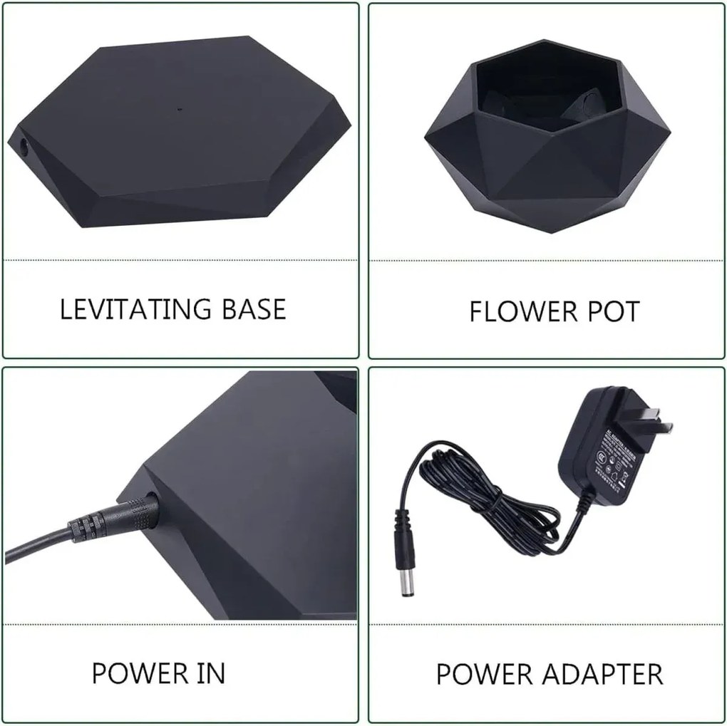 Ghiveci de flori cu levitație magnetică - negru
