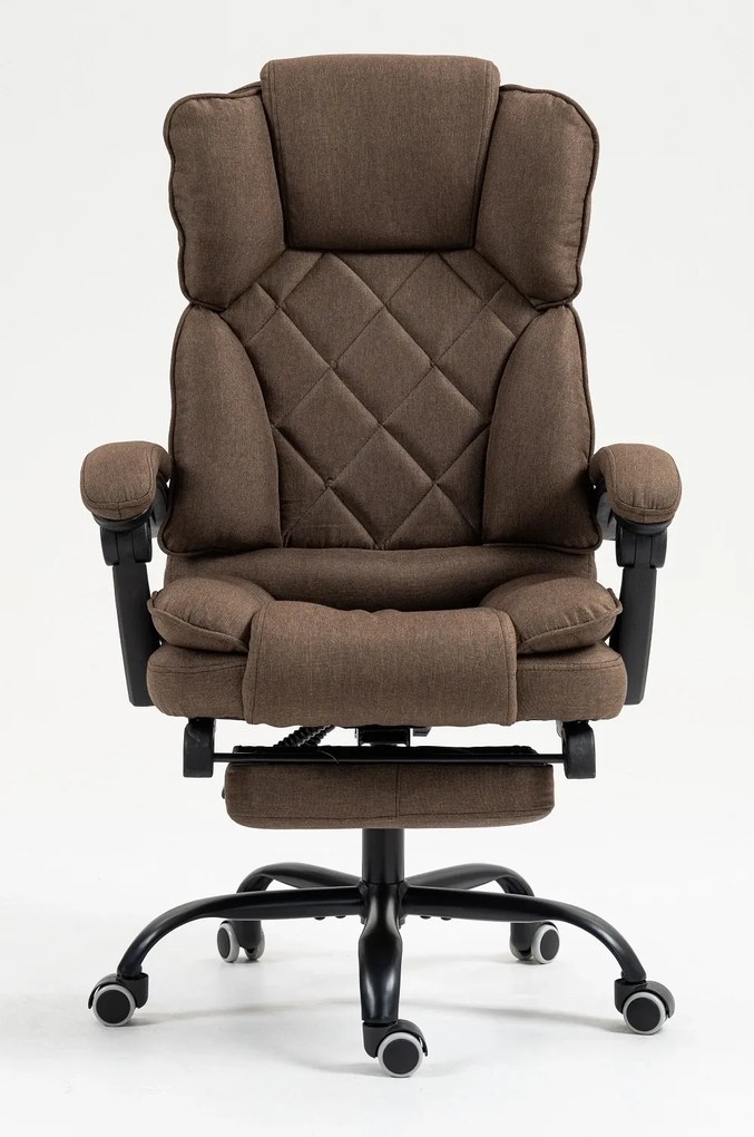 Scaun directorial, suport picioare, funcție recliner, textil, Maro