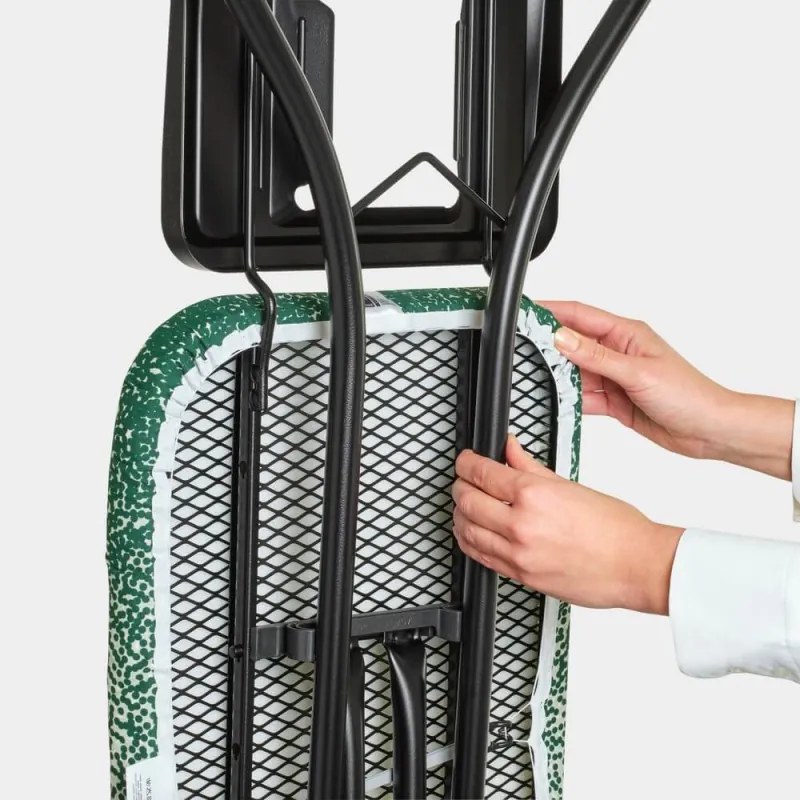 Masa de calcat Brabantia B 1008894, 124x38 cm, 7 pozitii de reglare, Suport fier de calcat, Galben/Verde