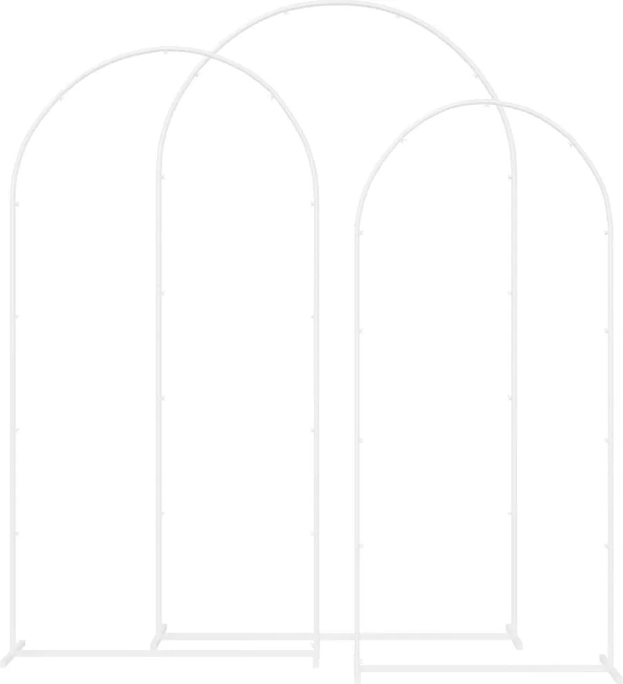 vidaXL Arc de nuntă 3 pcs Alb Oțel