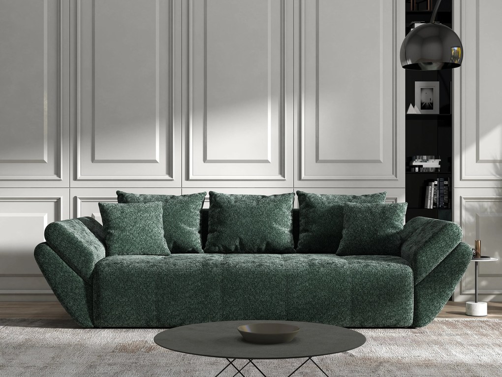 Canapea extensibilă dumonde cu ladă de depozitare si sezut confortabil din spuma high-density, Berlin Euphoria Green 250x100 cm
