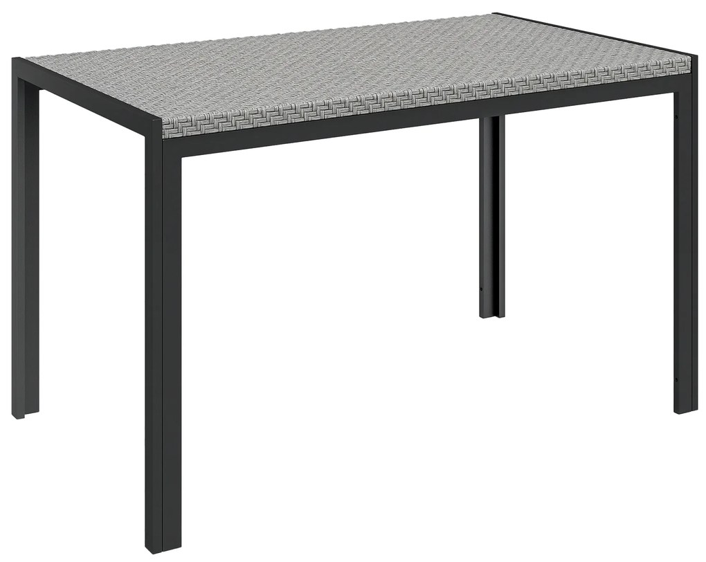 Outsunny Masă de Dining pentru Terasă 120cm, pentru 4 Persoane, Stil Dreptunghiular, Ideală pentru Exterior, Gri | Aosom Romania