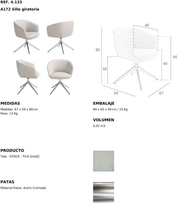 Scaun pivotant design modern Gris claro