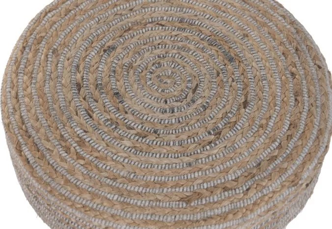 Taburet rotund din lână și iută împletite manual, 50×50×35 cm, „Juwl"