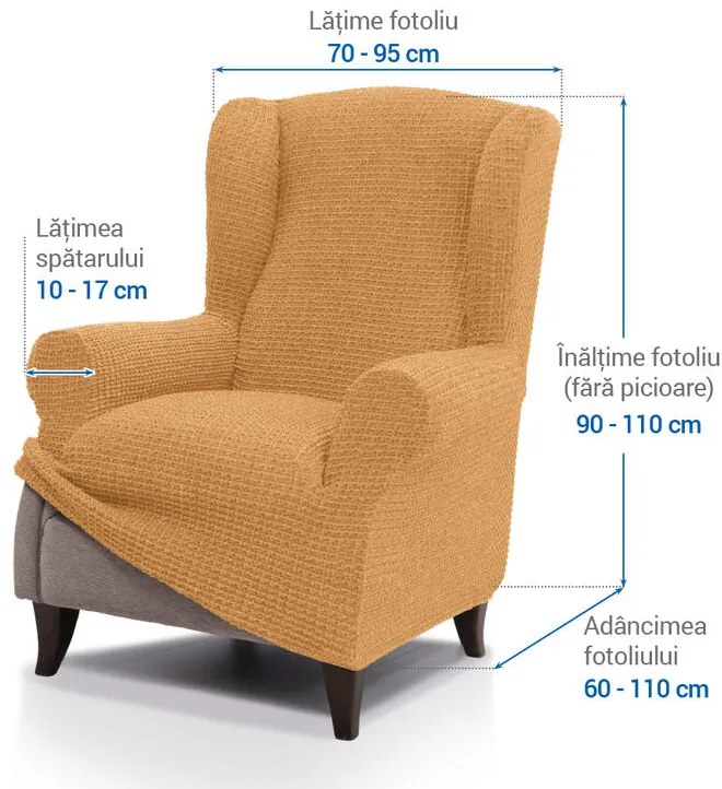 Huse super elastice RUBINIA aurii fotoliu clasic (l. 70 - 95 cm)