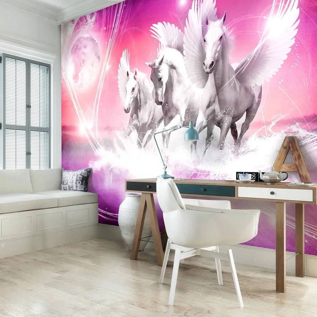 Fototapet - Pegas pe fundal roz (152,5x104 cm), în 8 de alte dimensiuni noi