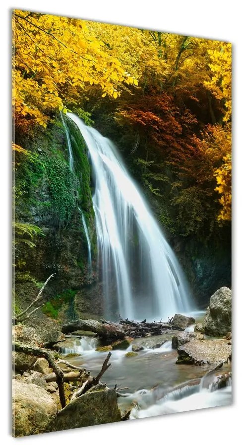 Tablou pe pe sticlă Cascada din pădure