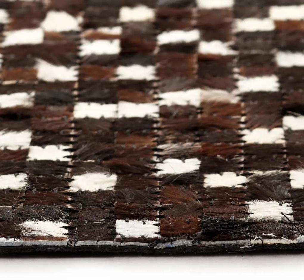 Covor piele naturala, mozaic, 80x150 cm, patrate, negru alb 80 x 150 cm