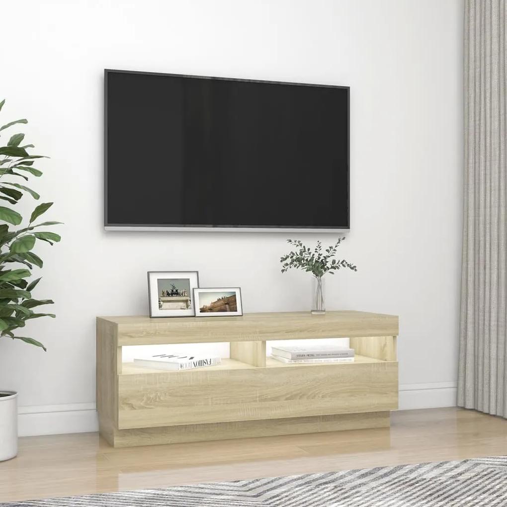 Comoda TV cu lumini LED, stejar sonoma, 100x35x40 cm 1, Stejar sonoma, 100 x 35 x 40 cm