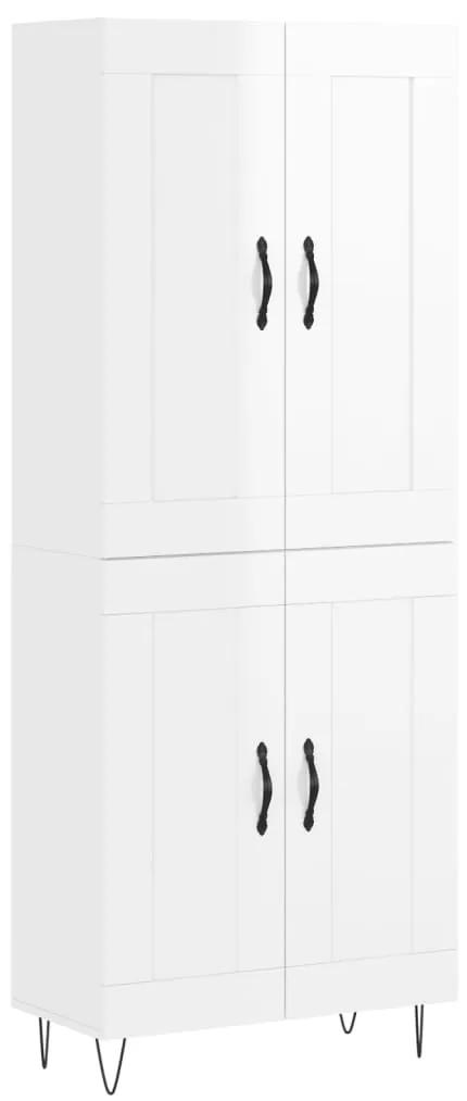 3199715 vidaXL Dulap înalt, alb extralucios, 69,5x34x180 cm, lemn compozit