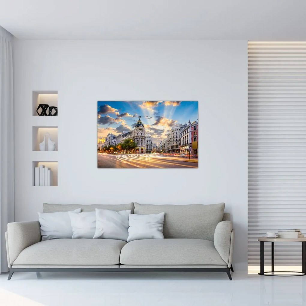 Tablou - Calle Gran Vía, Madrid, Spania (90x60 cm)