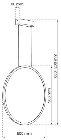 Lustr LED SATURNO 28W, 50 cm, IP44, auriu, cu cablu