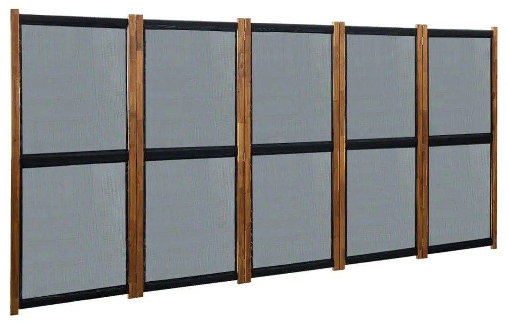 315604 vidaXL Paravan de cameră cu 5 panouri, negru, 350x170 cm