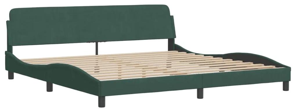 373255 vidaXL Cadru de pat cu tăblie, verde închis, 200x200 cm, catifea