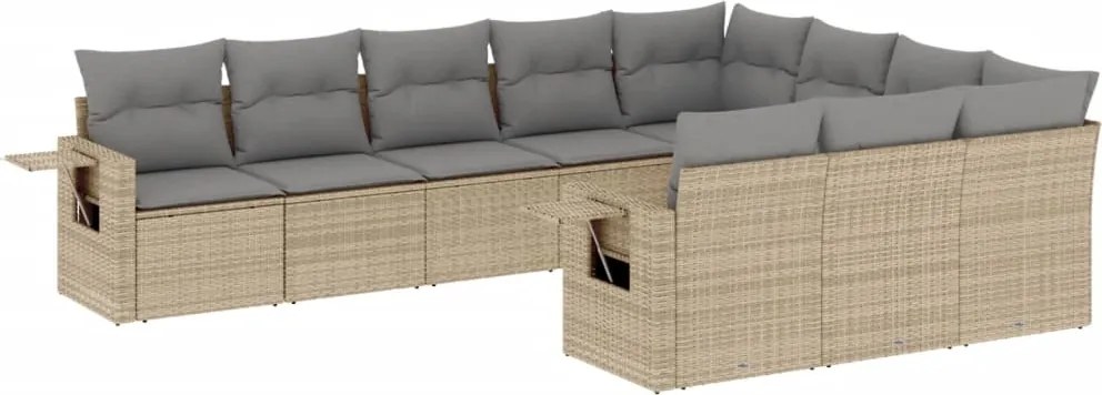 vidaXL Set canapele de grădină cu perne, 10 piese, bej, poliratan