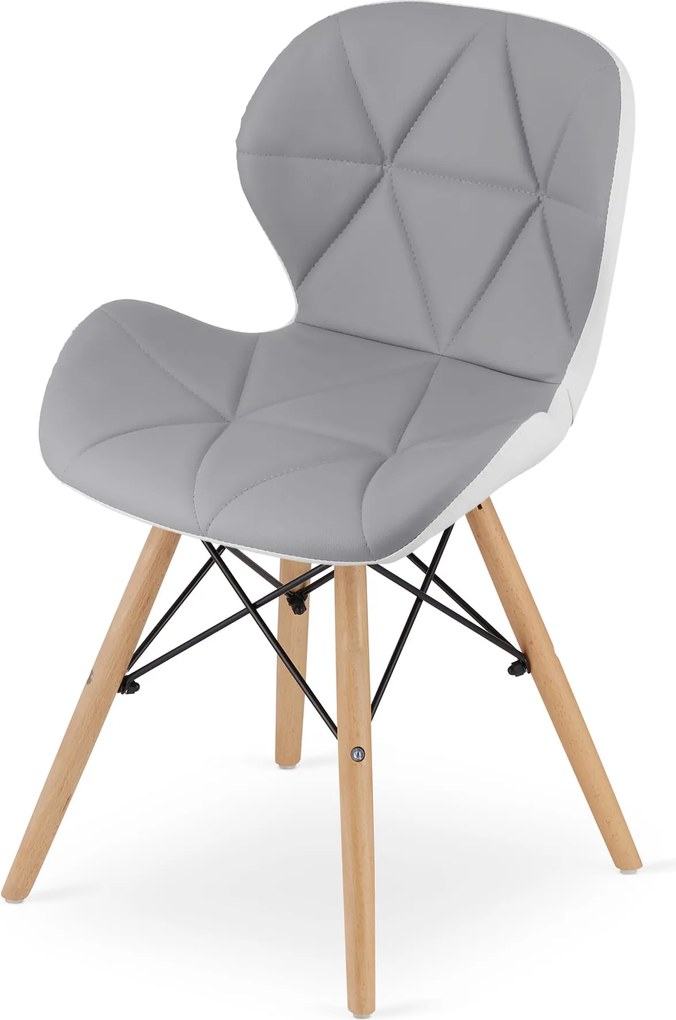 Scaun gri-alb LAGO din piele ecologica