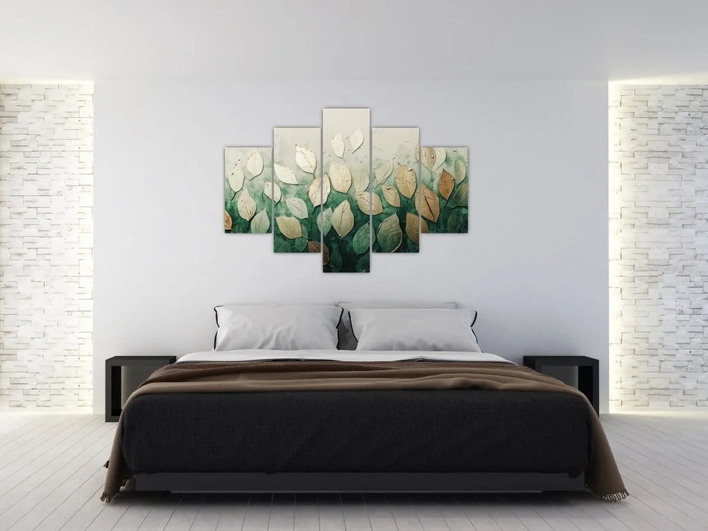 Tablou - Frunze verzi-aurii (150x105 cm)