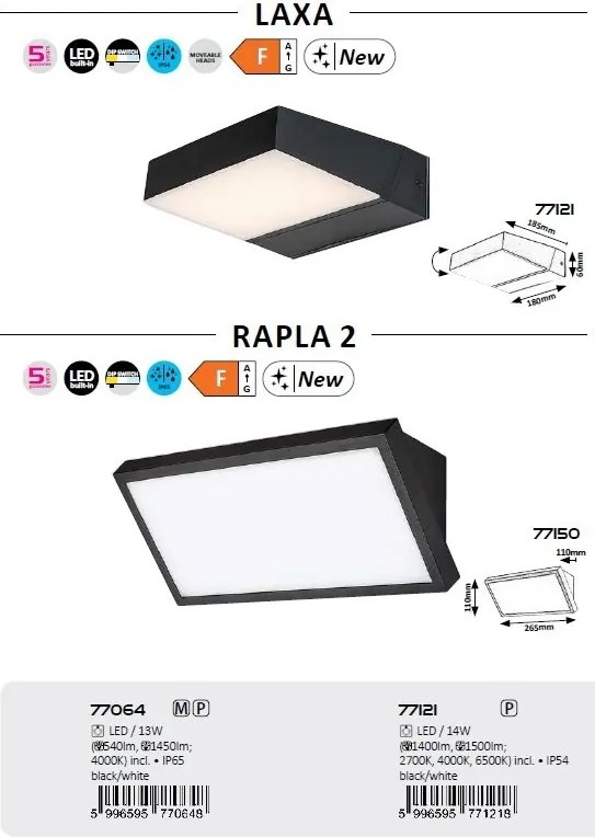 Aplica LED directionabila iluminat exterior IP54 Laxa