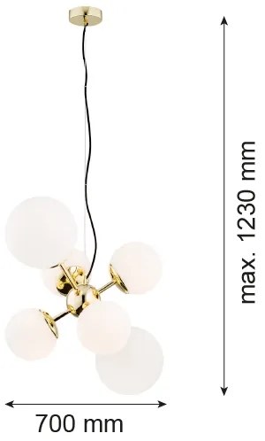 Lustră pe cablu SATELITE 6xE27/15W/230V aurie Argon 2532