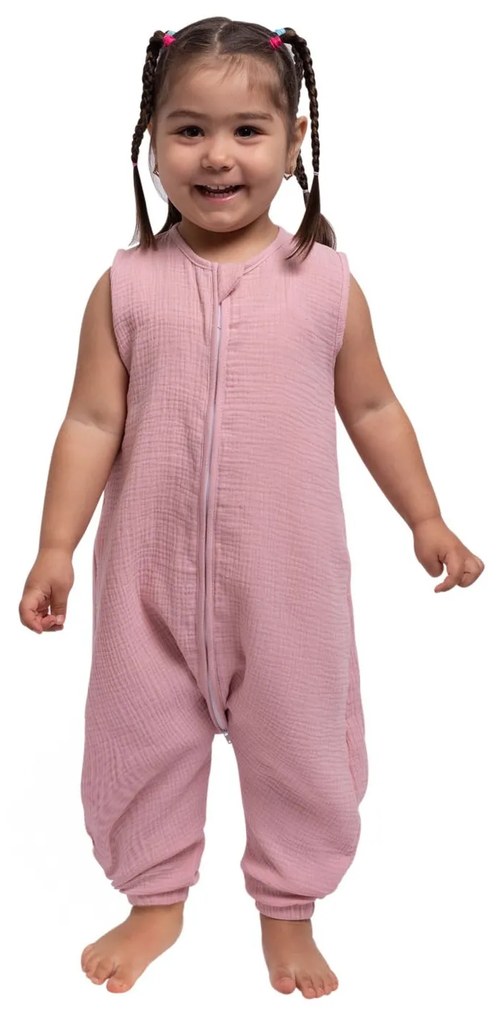 Sac de dormit copii de vara din muselina dubla cu picioare 18-36 luni Kidizi Pink 0.3 tog