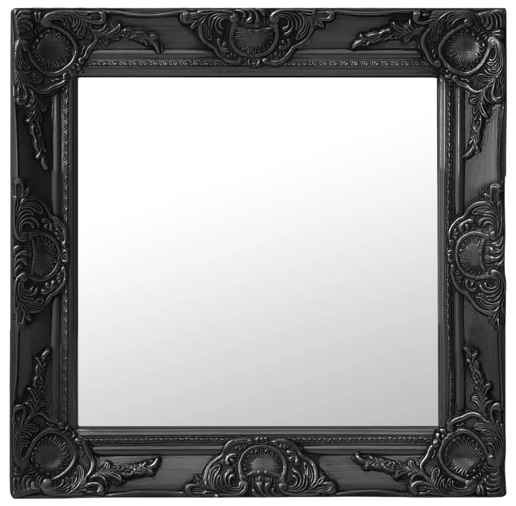vidaXL Oglindă de perete în stil baroc, negru, 50 x 50 cm