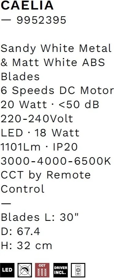 Lustra LED cu ventilator si telecomanda CAELIA