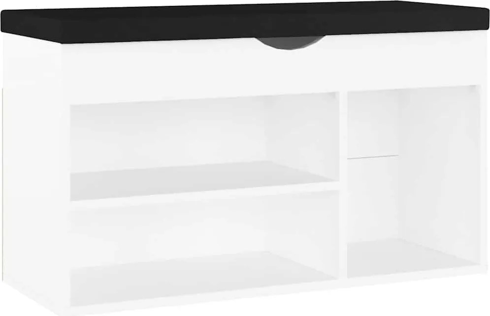 vidaXL Pantofar cu pernă, alb, 80x30x47 cm, lemn prelucrat