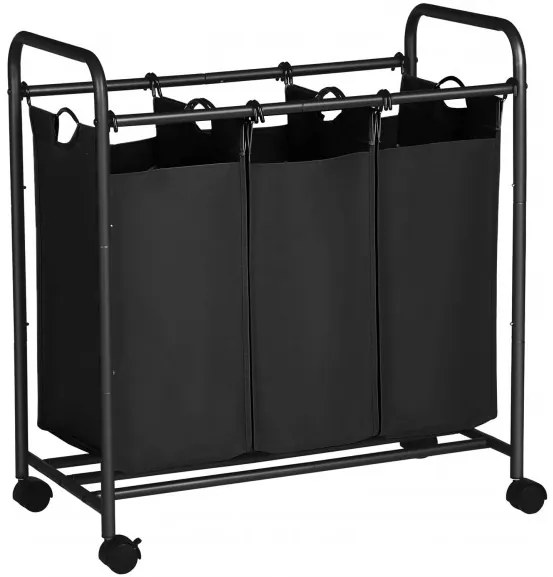 Cos De Rufe Cu Roti, Negru, 77 x 41 x 81.5 cm