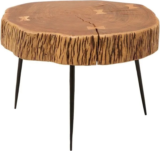 Masuta living cu trei picioare si blat din lemn de salcam, Goa II 60cm A-36558 VC