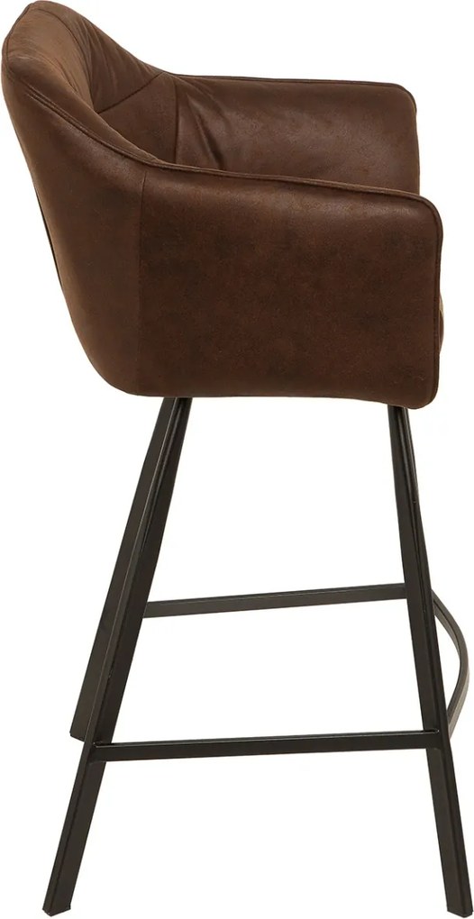 Scaun bar cu brate, elegant, Loft microfibra maro antic A-39082 VC
