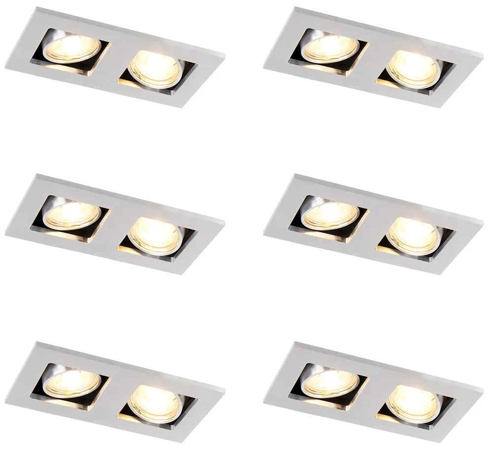 Set 6 Spoturi Incastrabile Aluminiu Rectangulare 2 Lumini - Qure