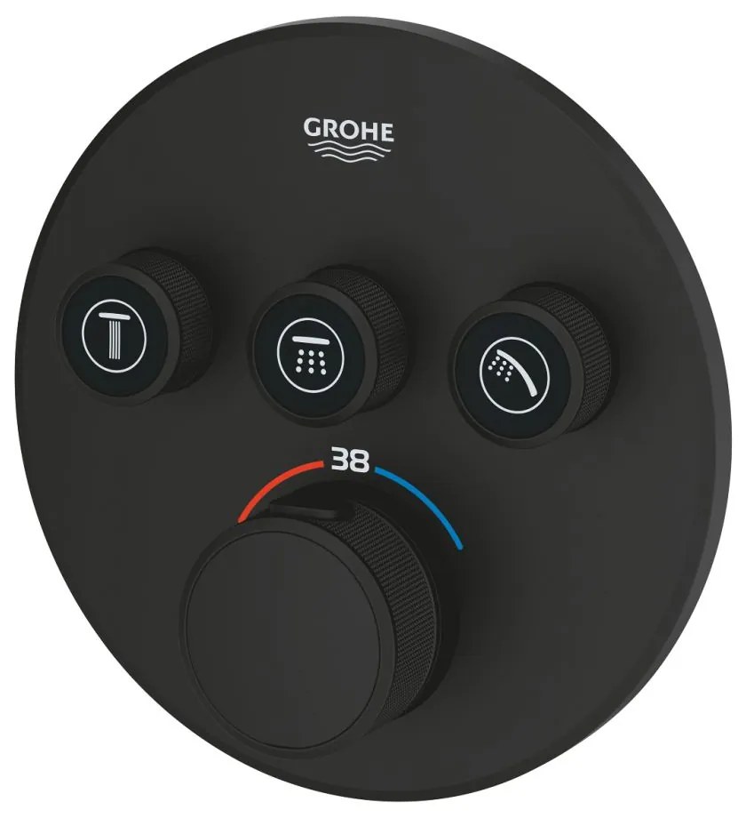 Baterie cada sau dus termostatata Grohe SmartControl negru mat