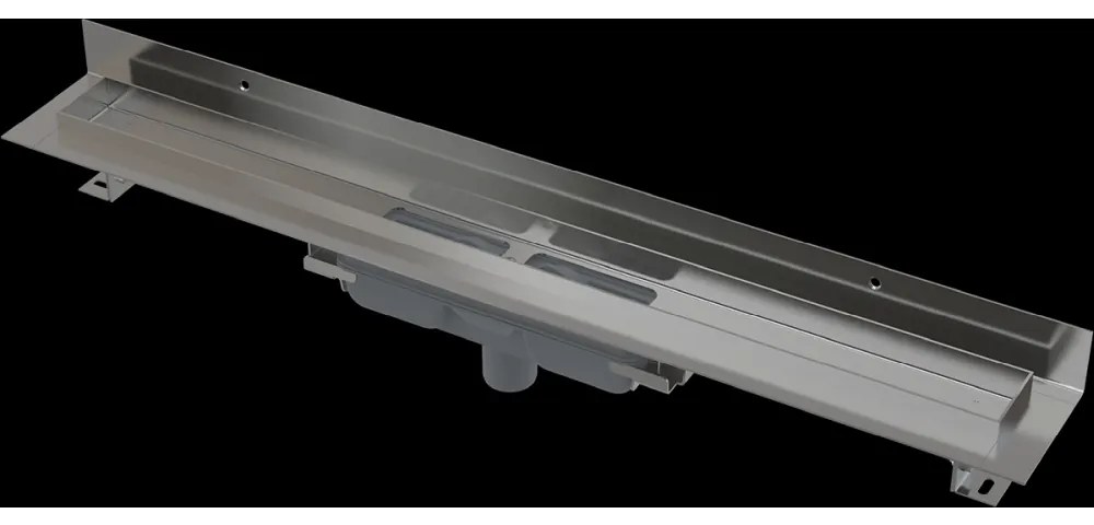 Rigola de dus Wall Low 115 cm, cu guler fixat la perete, scurgere verticala, otel inoxidabil 1150 mm